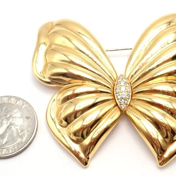 Authentic! Van Cleef & Arpels 18k Yellow Gold Extra Large Butterfly Pin Brooch - Picture 4 of 11
